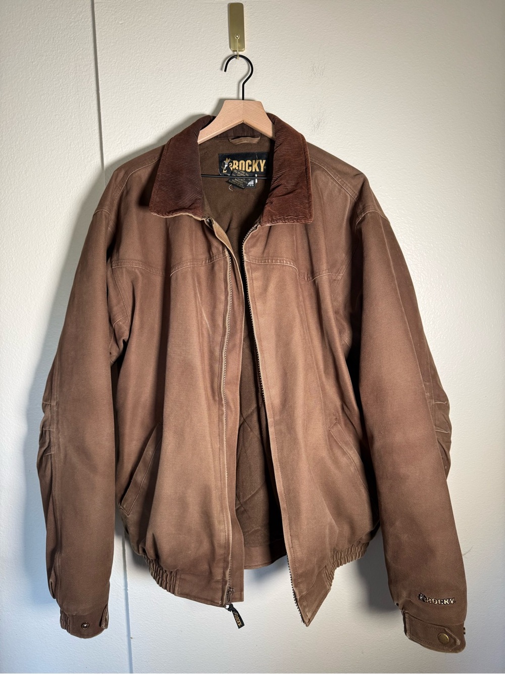 VINTAGE ROCKY Men's Brown workmen’s Chore corduroy collar Barn Jacket XXL